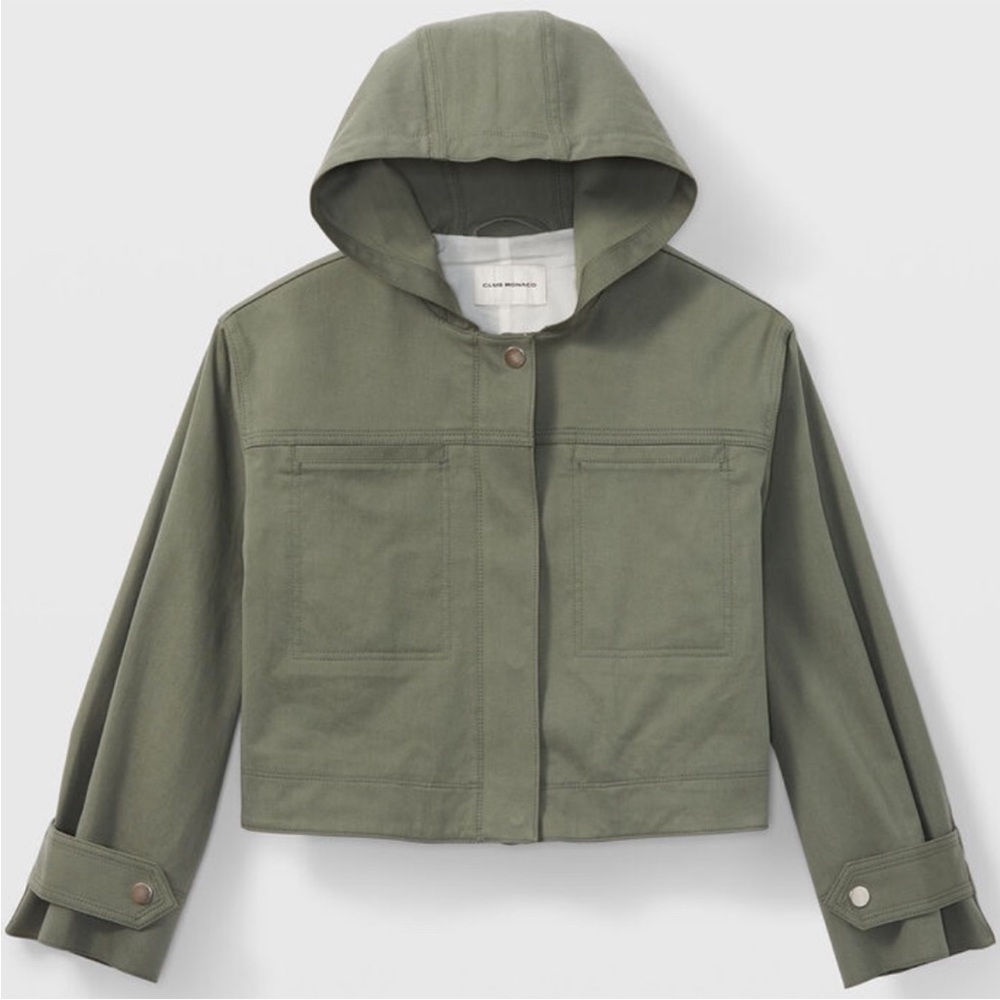 Club Monaco Cropped Hooded Jacket - Surplus Green